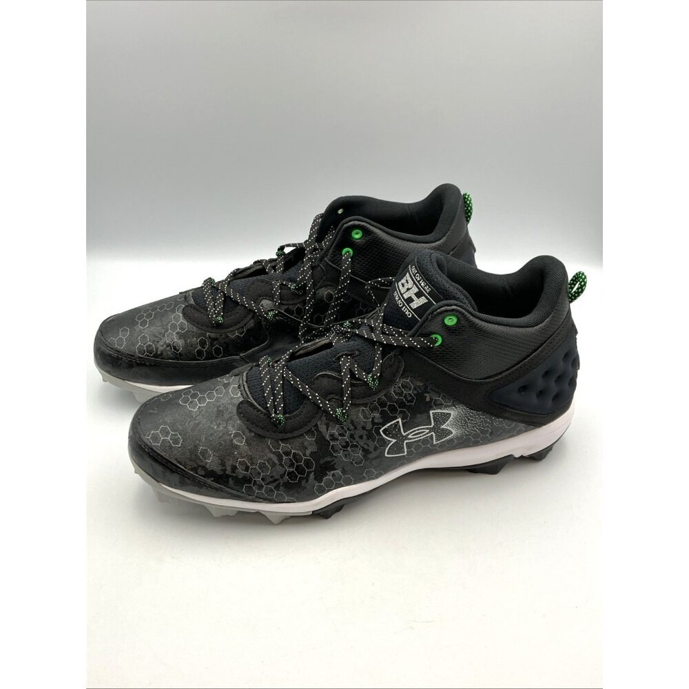 Under Armour Harper 8 Mid RM Baseball Cleats Men's Size 14 Black 3026592 001